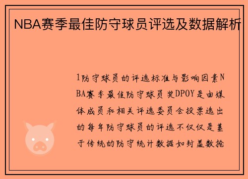 NBA赛季最佳防守球员评选及数据解析